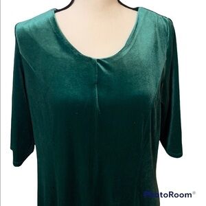 𝅺chadwicks Long Green Dress with 3/4 Sleeves - EUC, L